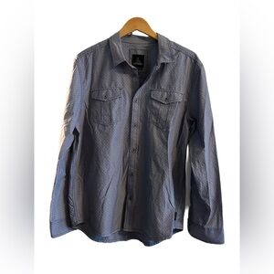 Men’s Prana Blue Long Sleeve Button-Up Shirt Size Large